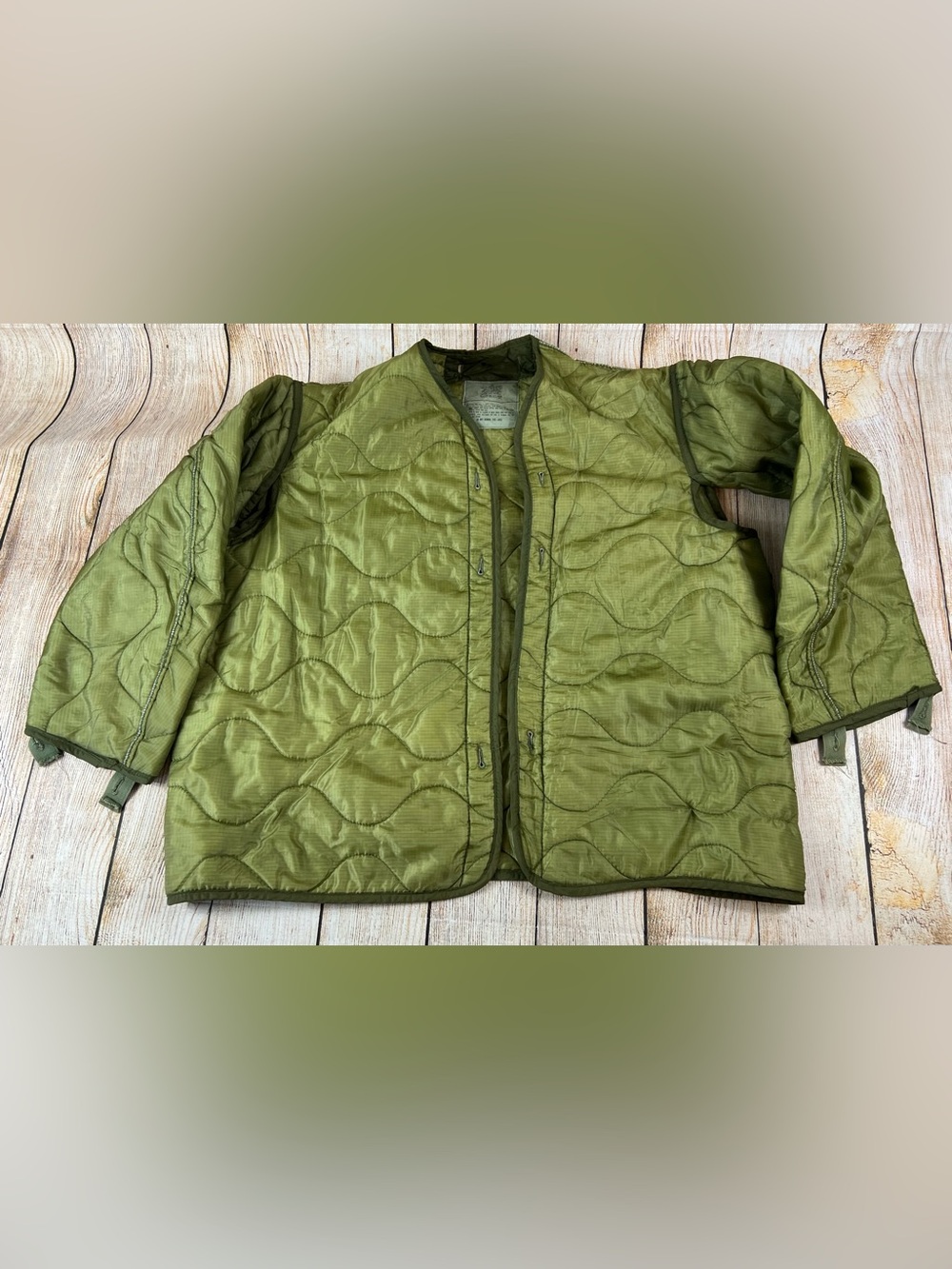 Military Cold Weather Coat Liner Green Quilted Size Large
